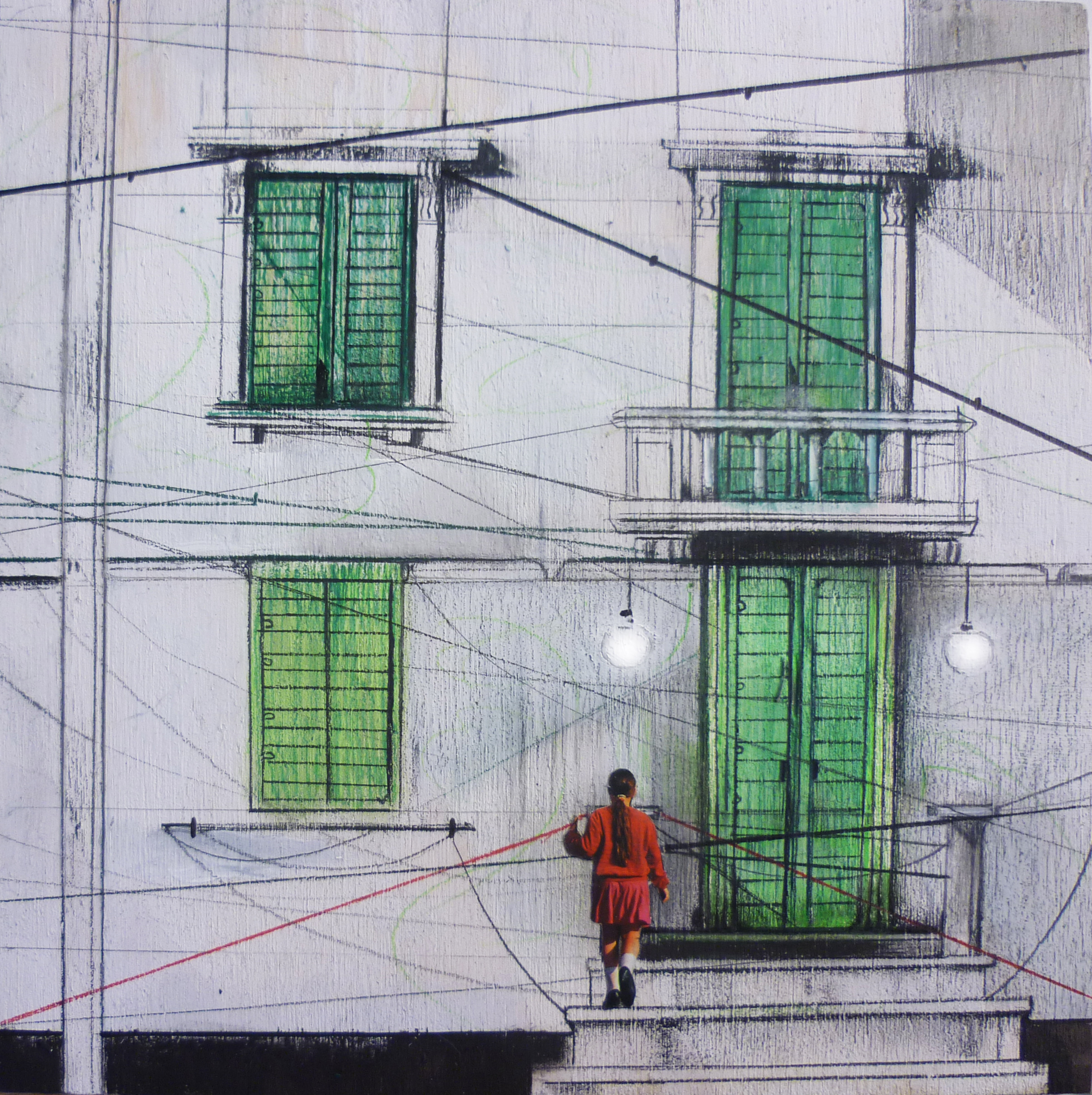 ILARIA LEGANZA -Accesso negato - 2014 - olio e acrilico su tavola cm 25,5 × 25,5