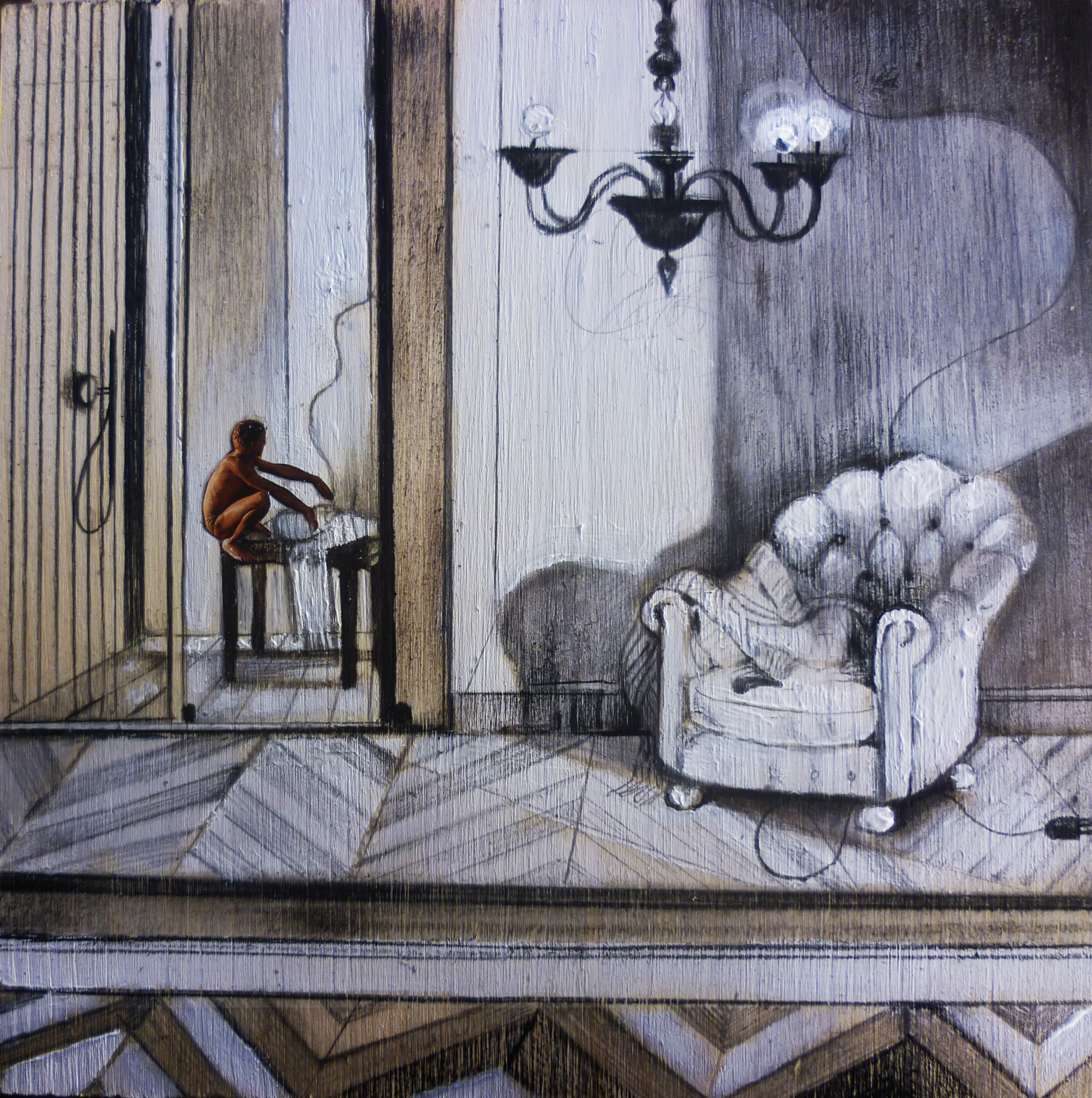 ILARIA LEGANZA -Stanza n. 11 - olio e acrilico su tavola – cm 21×21 – 2014
