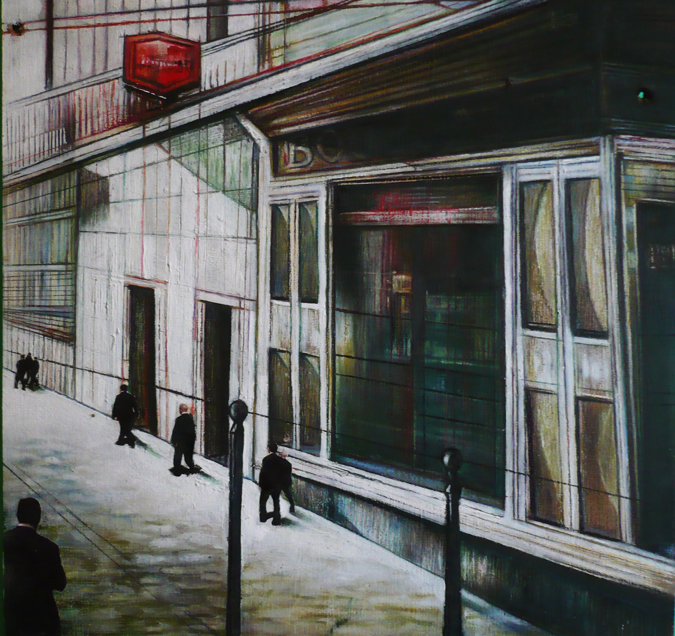 ILARIA LEGANZA -Omini in fila - 2010 - olio su tavola cm 30 x 30