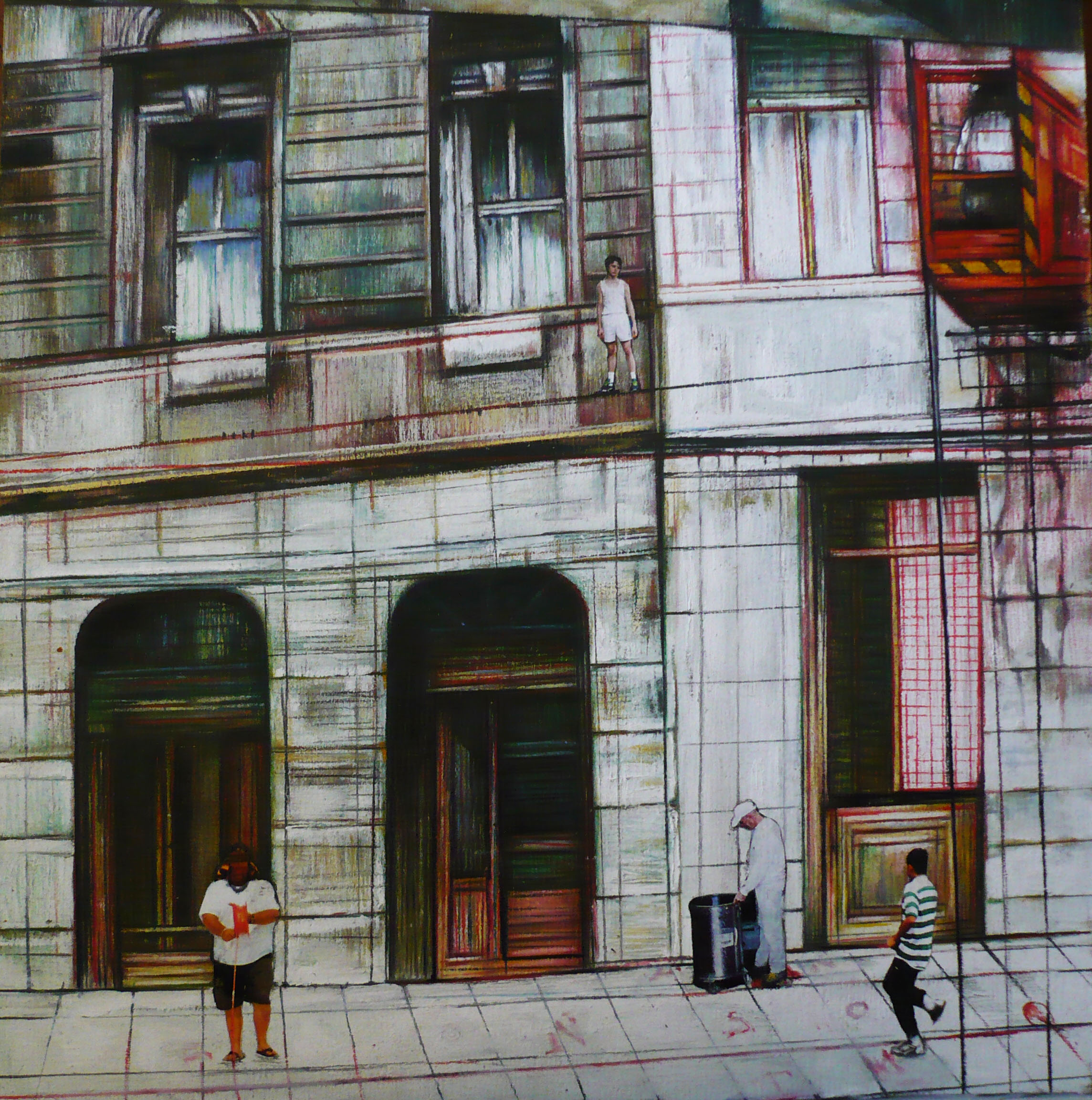ILARIA LEGANZA -Strani omini - 2010 - olio su tavola cm 30 x 30