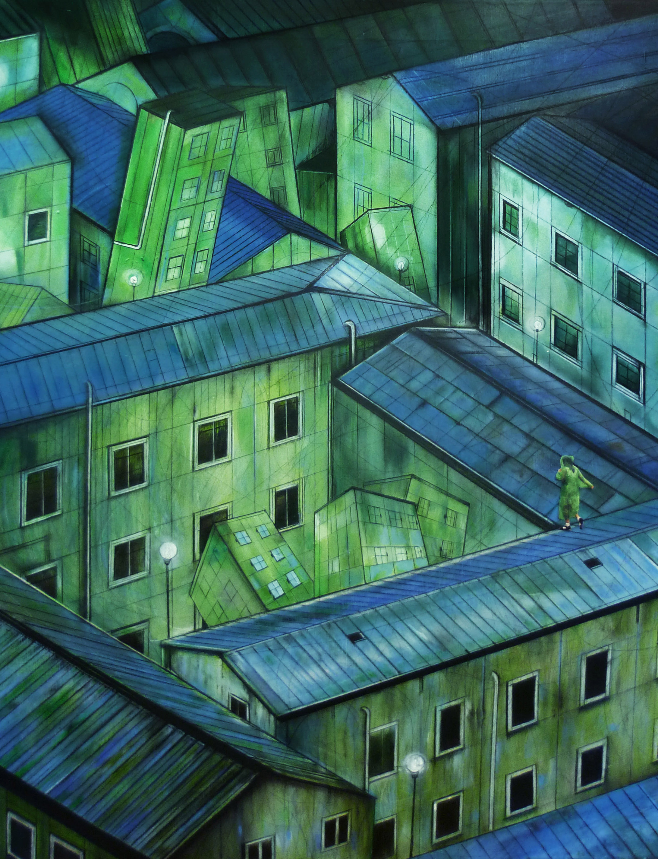 LEGANZA ILARIA, Labirinti 2, tecnica mista su tela, cm 80x80, 2014